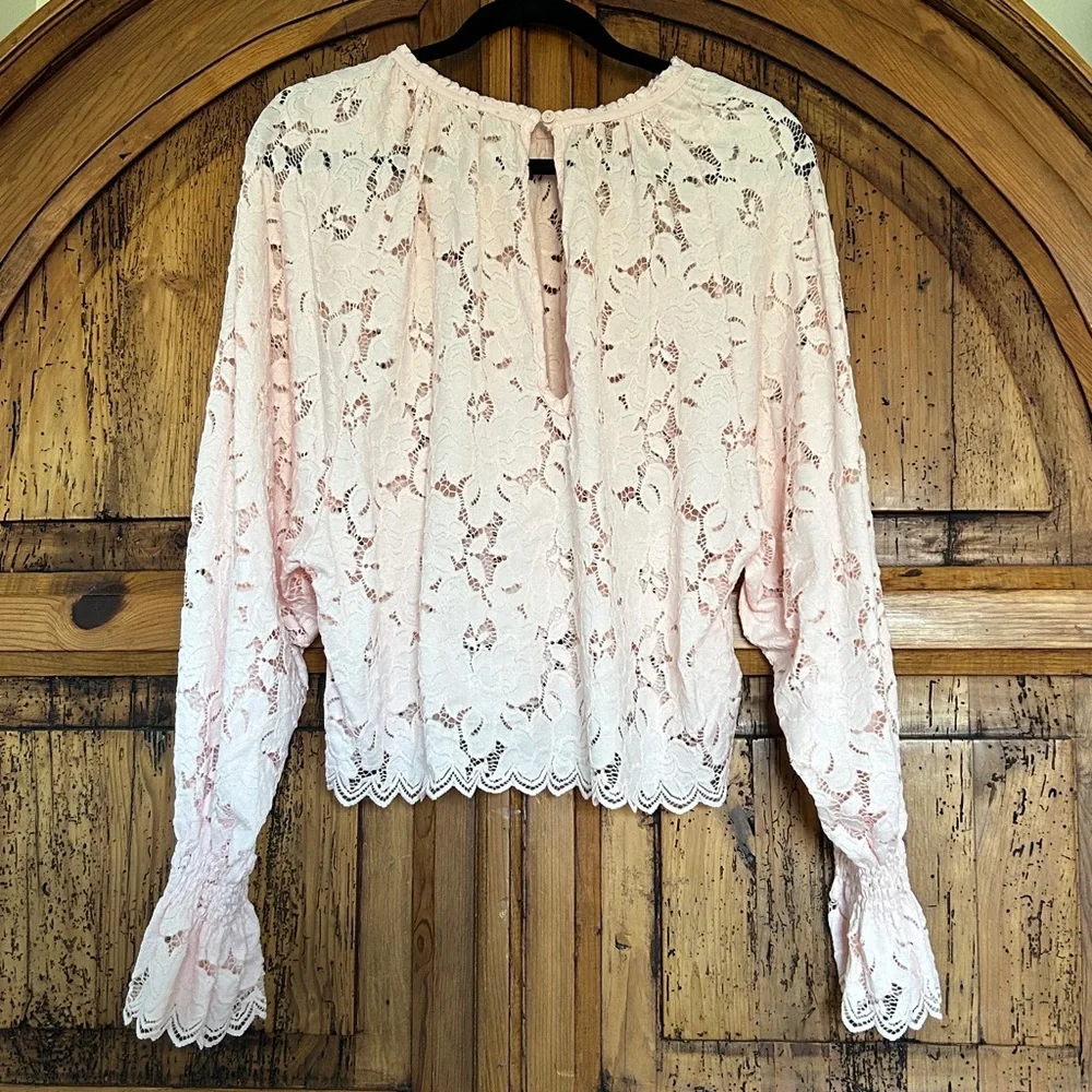 Free People Ballet Pink Olivia Lace Top Blouse